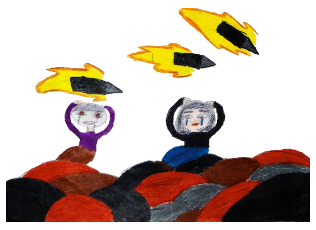 Ilustrado por Fatima Abu Madi, 14 anos.